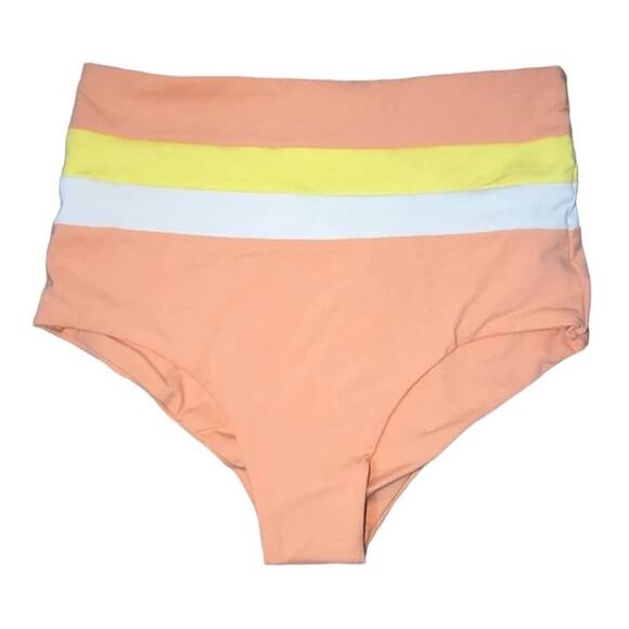 L Space Portia Color Block Stripe Paneling Peach Boyshort Bikini Bottom Small - Picture 7 of 10